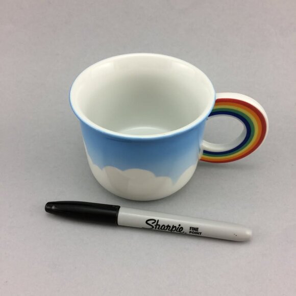 Vandor Mug Rainbow Handle 1980 Clouds Cloudy Sky 80s Collectible - Picture 10 of 10